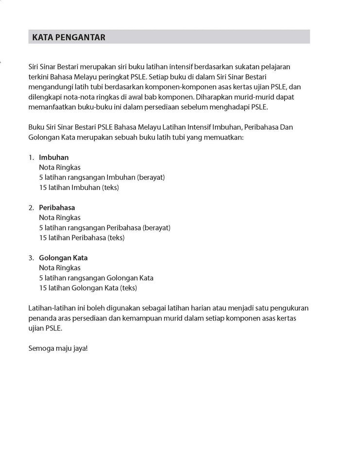 PSLE Bahasa Melayu Latihan Intensif Imbuhan, Peribahasa & Golongan Kata Buku 2 Second Edition