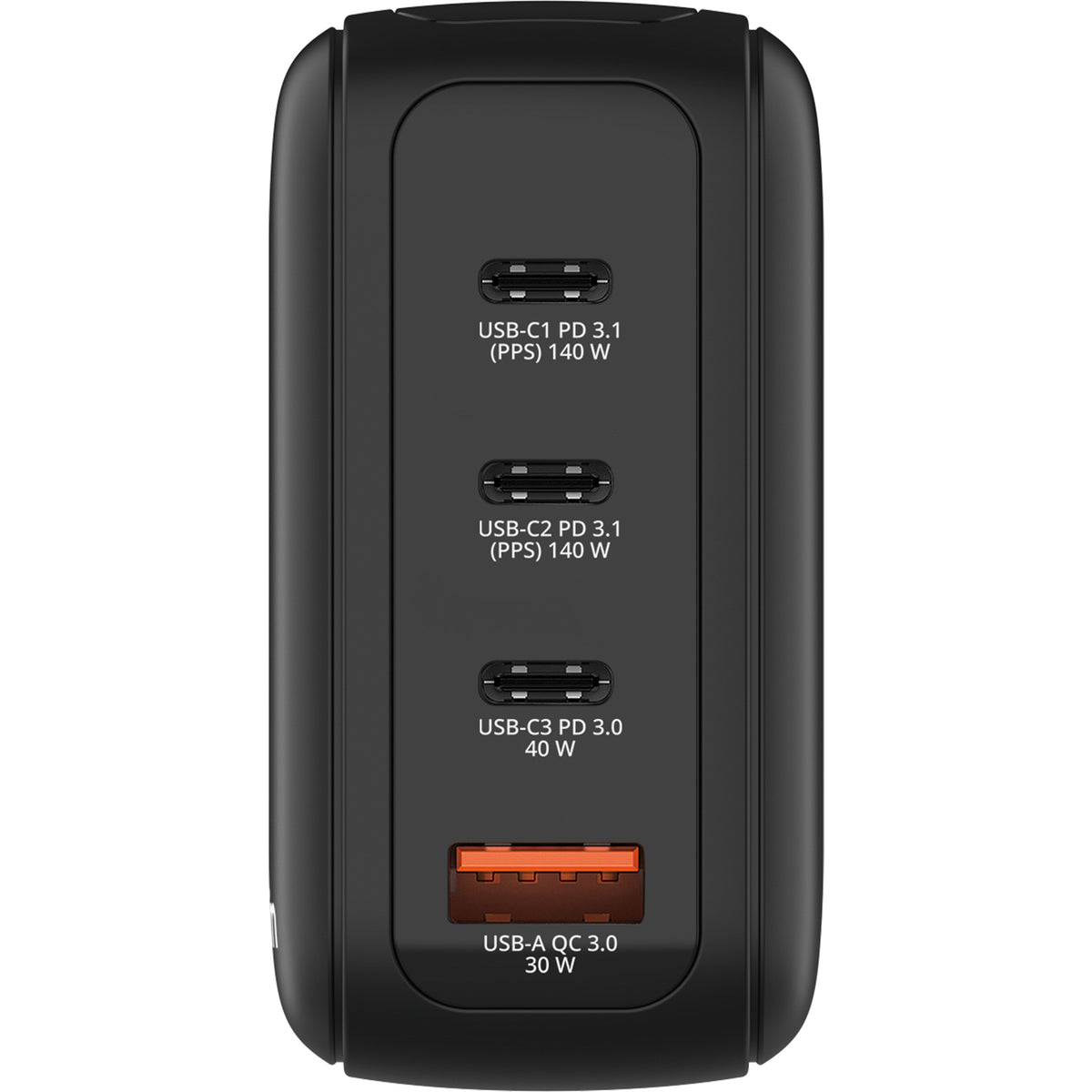 Verbatim 4-Port 140W Mini GaN Charger with Display (US/EU/UK/AU) Black