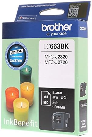 Brother LC663BK Original Ink Cartridge Compatible with MFC Series, 550 Pages, Black