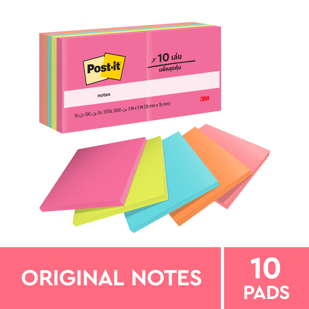 Post-it® 654-10AN Poptimistic Colours Notes 3x3" 10Pads/Pack