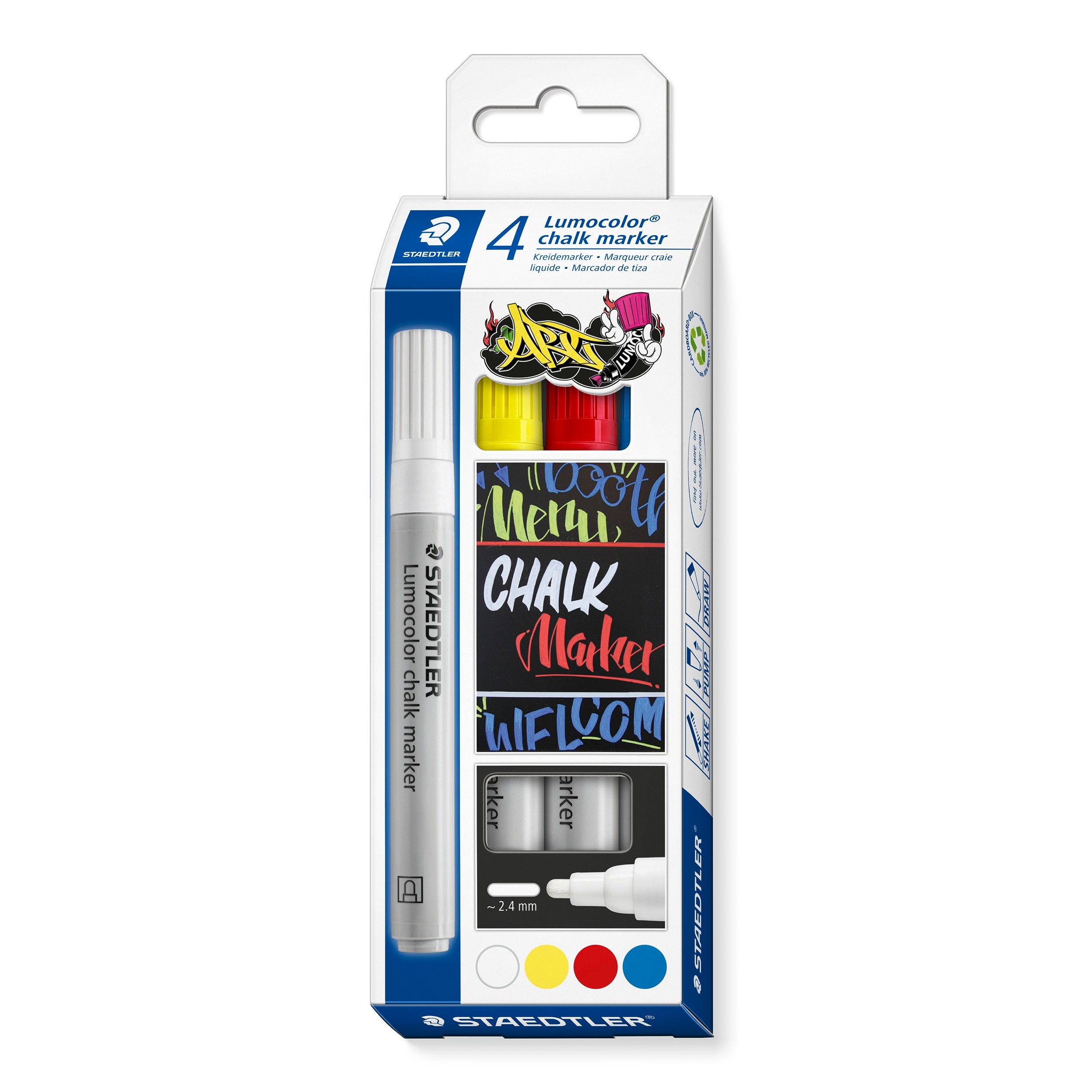 STAEDTLER LUMOCOLOR  CHALK MARKER 344 4 COL SET