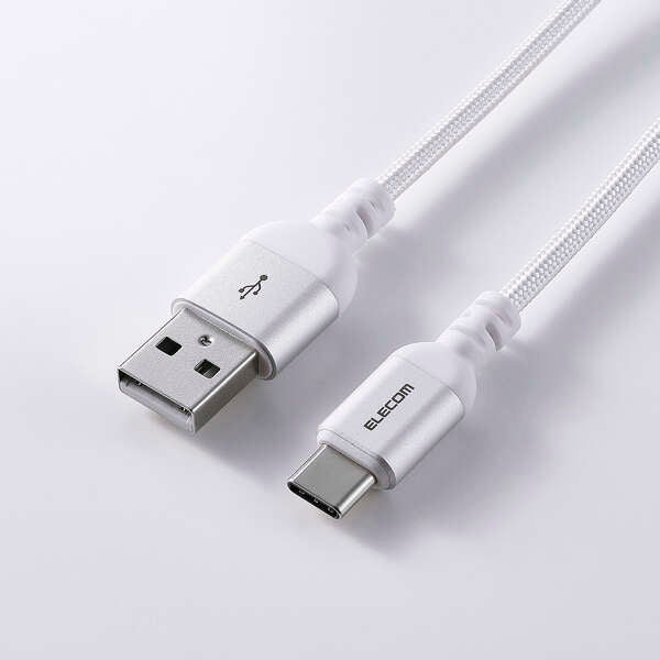 Elecom Braided USB-A to USB-C 15w 1M White
