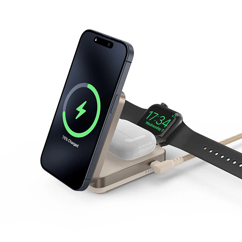 Mazer Qi2 23W Foldable 3in1 Wireless Charger (Desert Titanium)