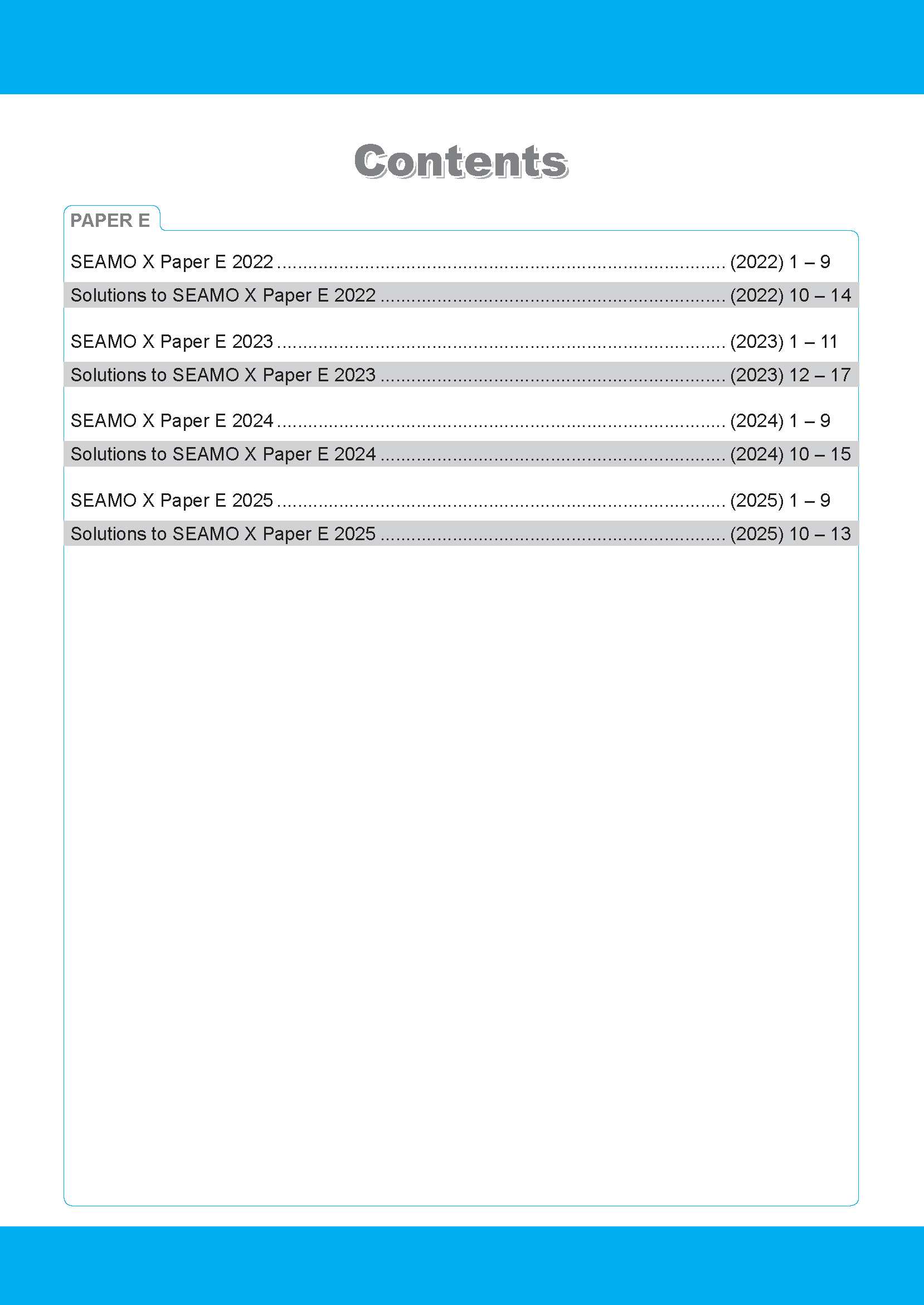 Secondary 3&4 SEAMO Math Olympiad International Competition Preparation Paper E (SEAMO 2016-2024 + SEAMO X 2019-2025)