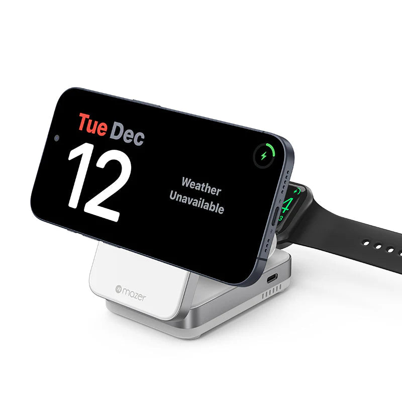 Mazer Qi2 23W Foldable 3in1 Wireless Charger (White)