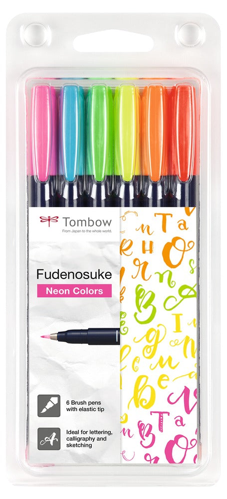 TOMBOW FUDENOSUKE HARD 6PCS NEON WS-BH6CNE