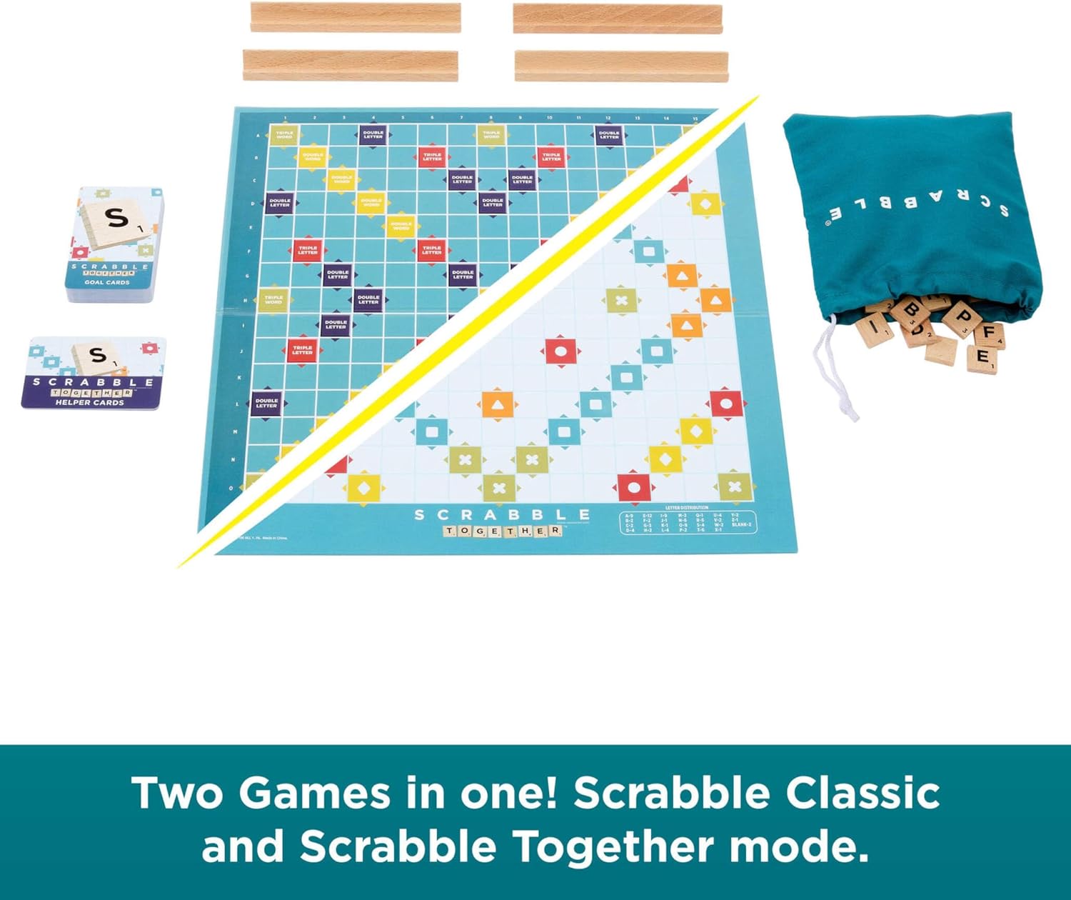 MATTEL GAMES SCRABBLE WOOD TILES N RACKS