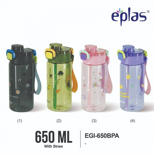 EPLAS Candy Crush One-Touch Water Bottle with Straw 650ml EGI-650