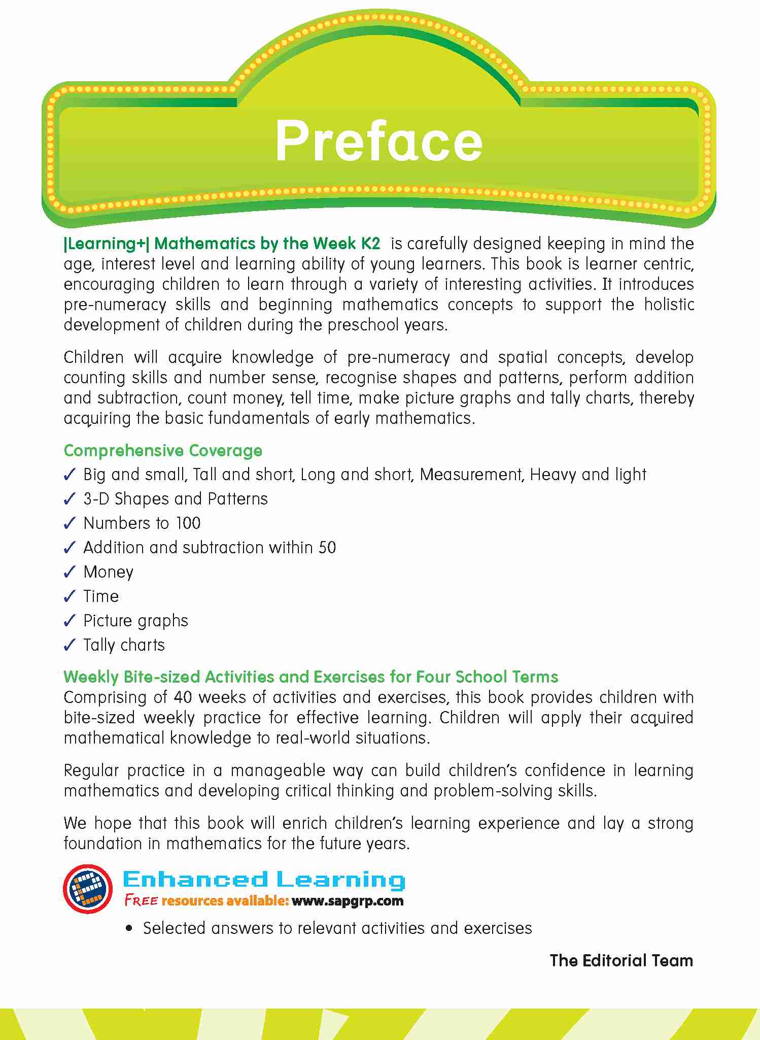 Kindergarten 2 LEARNING+ MATHEMATICS by the WEEK 
