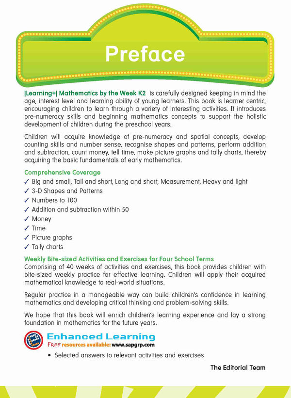 Kindergarten 2 LEARNING+ MATHEMATICS by the WEEK 