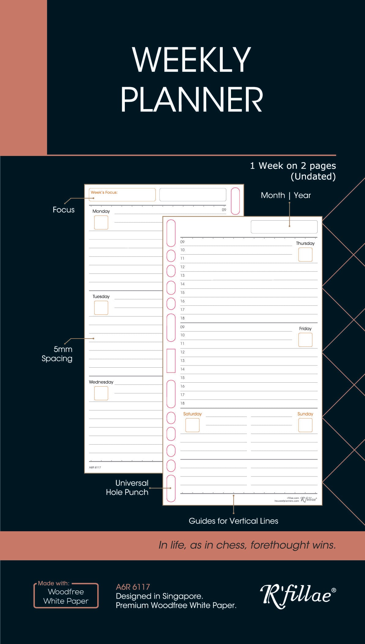 R'fillae A6 Weekly Planner Diary Refill (undated)