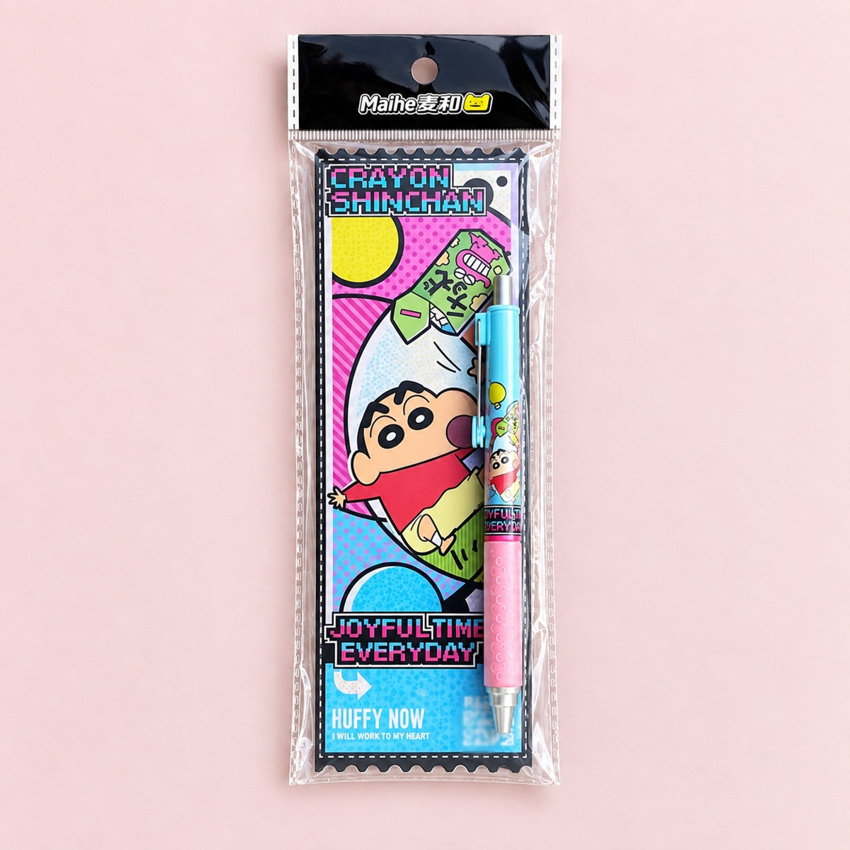  Crayon Shinchan Double Clip Retractable Gel Pen 0.5mm Black - 6 Assorted Design 
