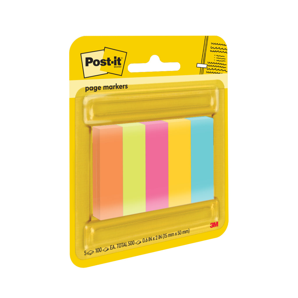 Post-it® 670-5ASST Page Markers, 0.6x2"