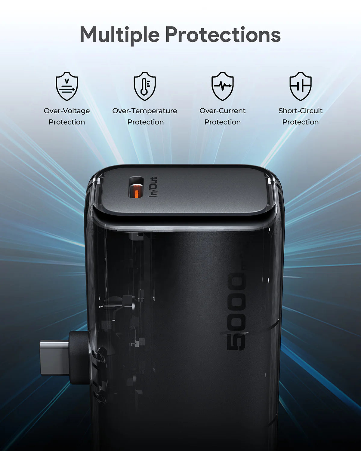 Aukey PB-Y59 Spark Mini 5000mAh Portable Power Bank with Built-in USB-C Port (White)