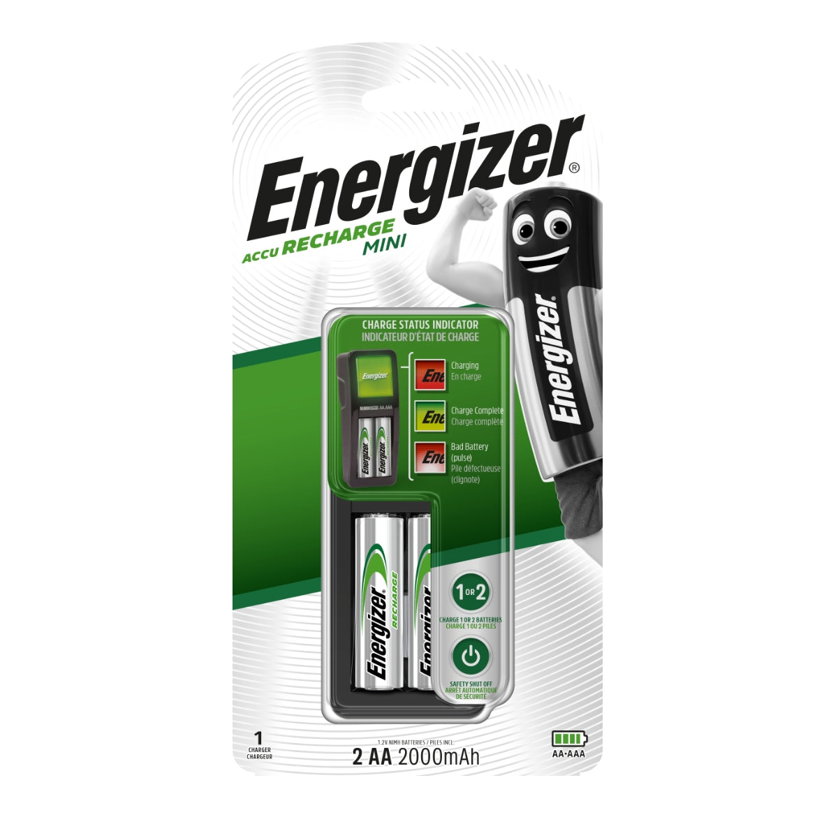Energizer CH2PC4 Mini Charger with 2pcs NH12 700mAh