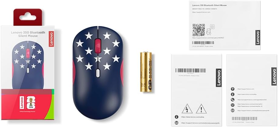 Lenovo 350 Bluetooth Silent Mouse (Fan Edition) USA Flag