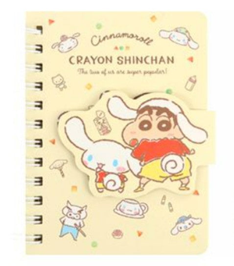 CINNAMOROLL X CRAYON SHIN-CHAN MAGNECTIC FLAP A7 NOTEBOOK - LET'S PLAY TOGETHER