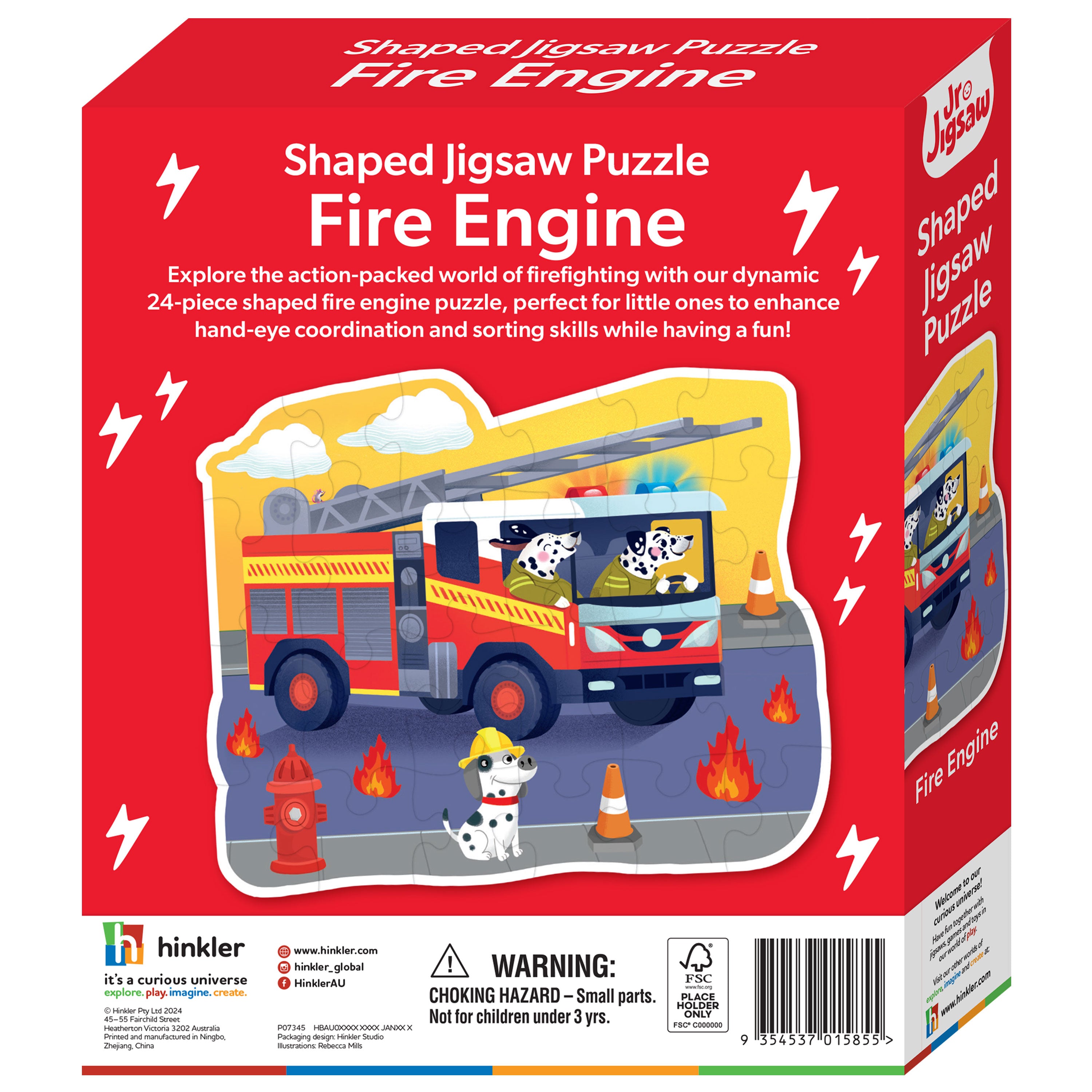 HINKLER JR JIGSAW 24 PIECES SHAPED PUZZLE FIRE ENGINE