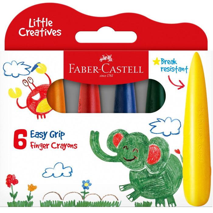 Faber-Castell Little Creatives Easy Grip Finger Crayon, Box of 6-122606