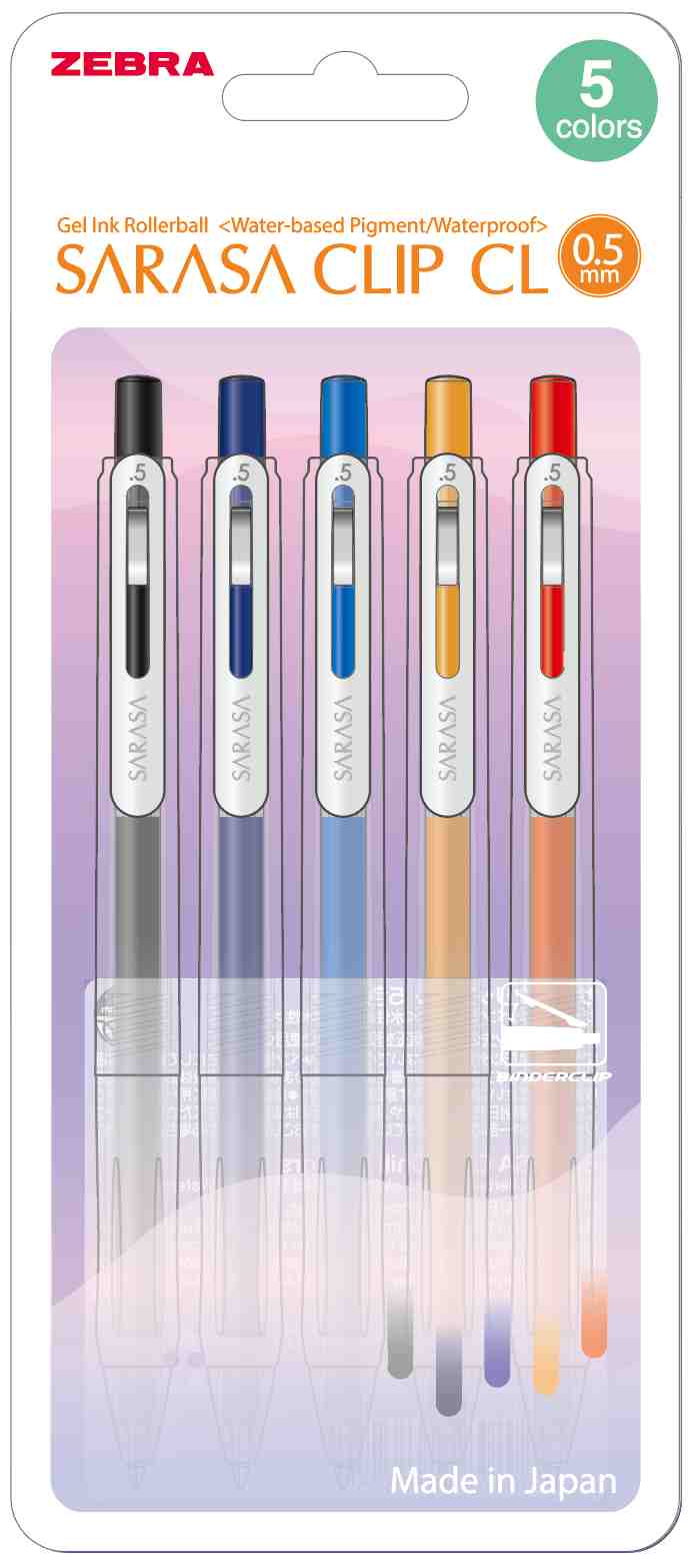 Zebra Sarasa Clip Cl Jj118-Cl- 5Col Set