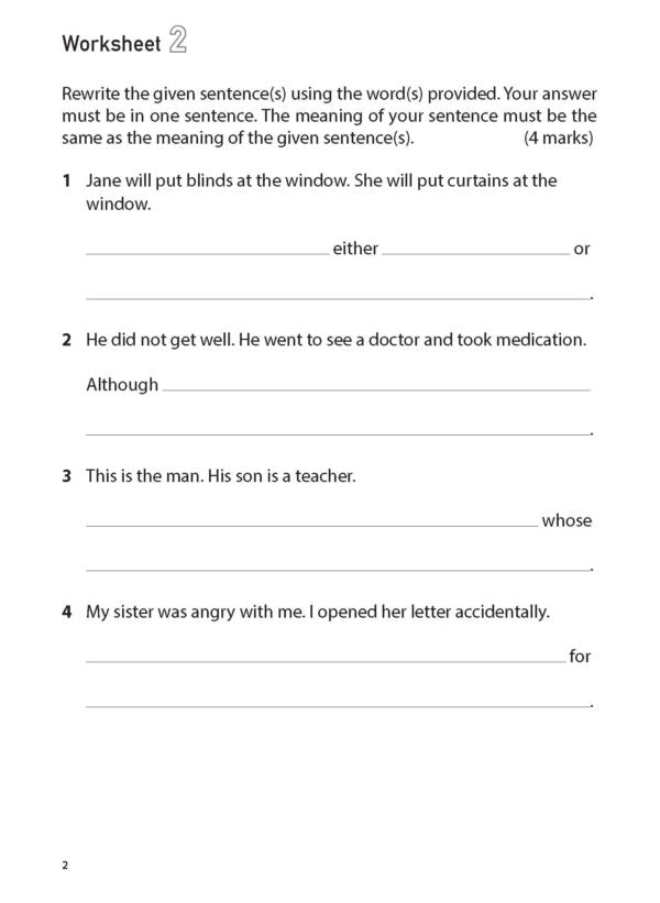 100 English Worksheets Primary 3 – Synthesis & Transformation