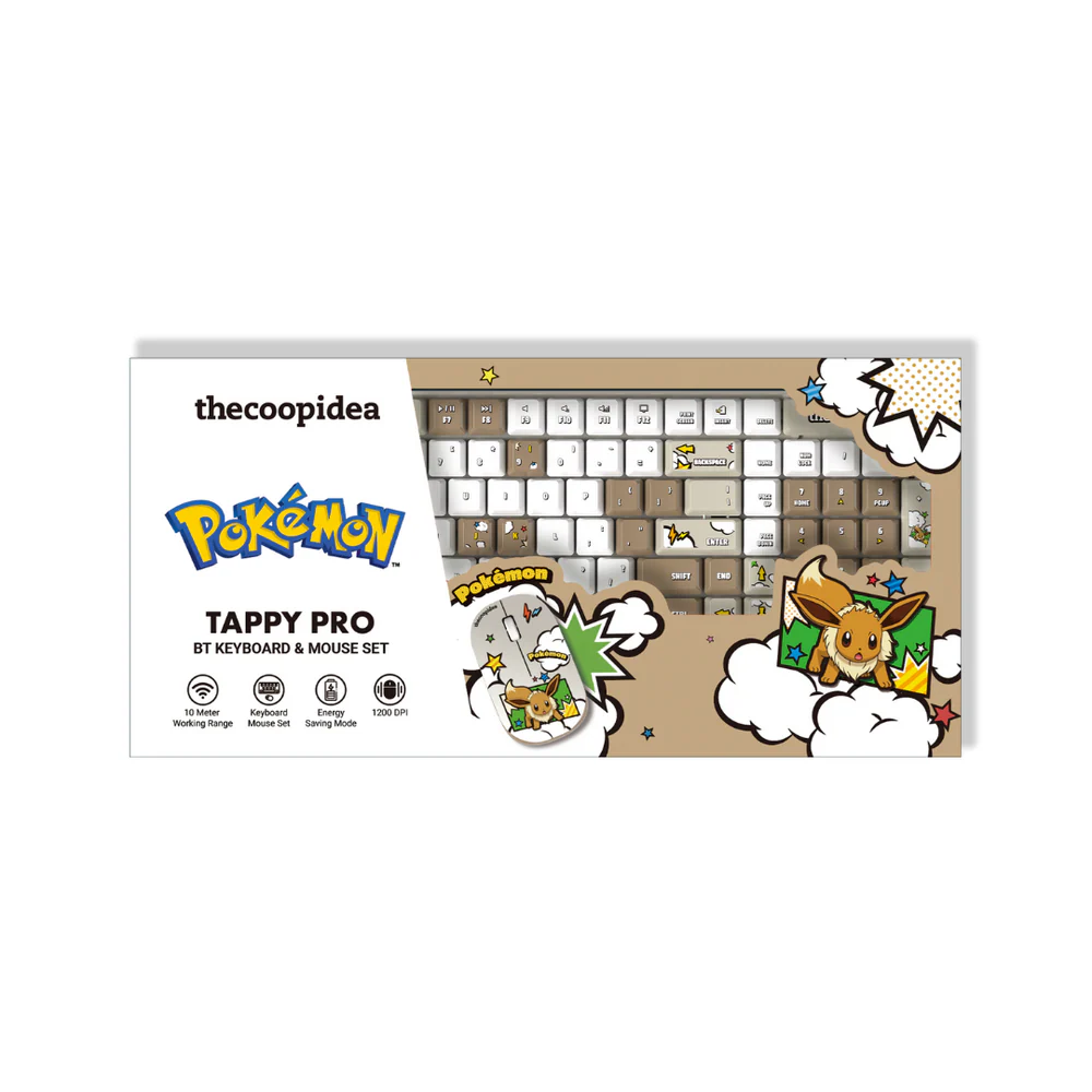 Thecoopidea Pokemon Tappy Pro Wireless Keyboard and Mouse Set (Eevee)