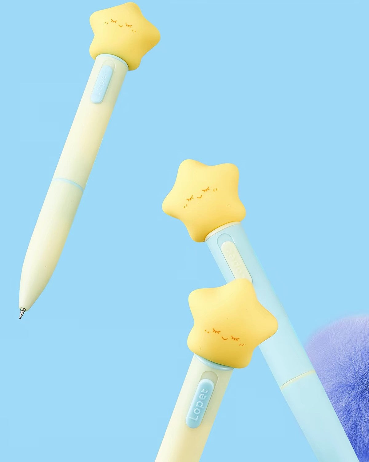 Lucky Star 0.5mm Black Ink Gel Pen 2pcs 
