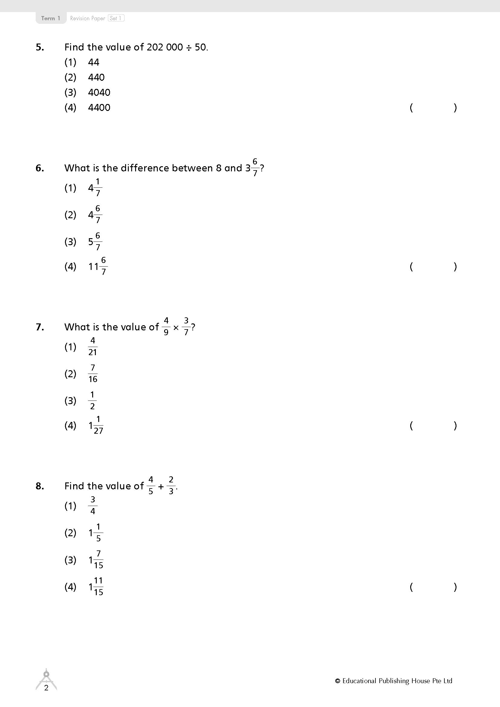Primary 5 Maths Revision Papers