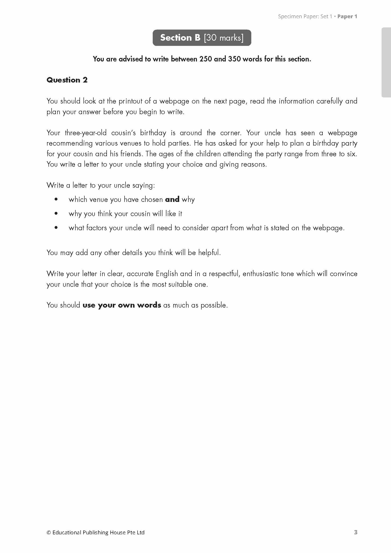 O-Level English Language Specimen Papers (2nd Edition)