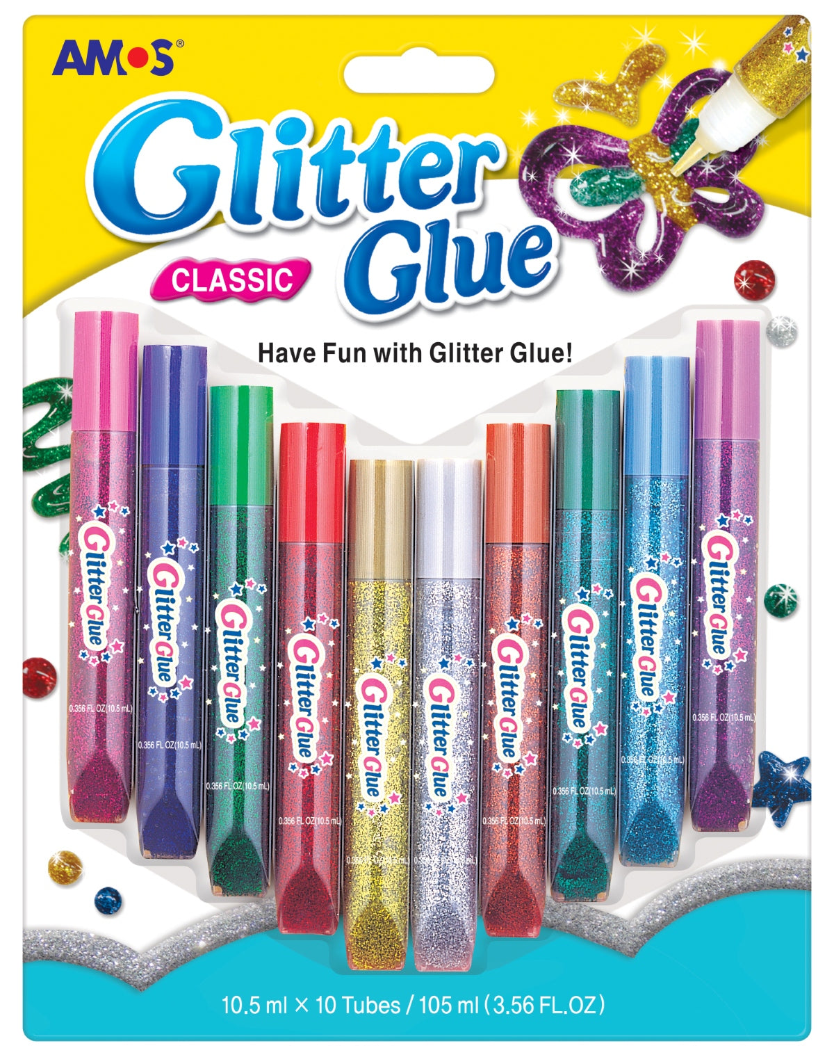Amos Glitter Glue Classic 10col Gcl10b10