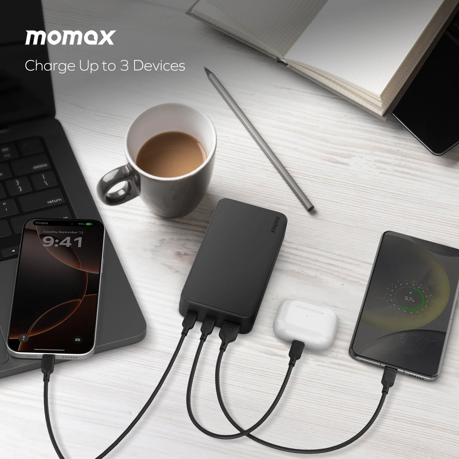 Momax IP156D 1-Power Vital 20,000mAh Battery Pack PD 22.5W - Black