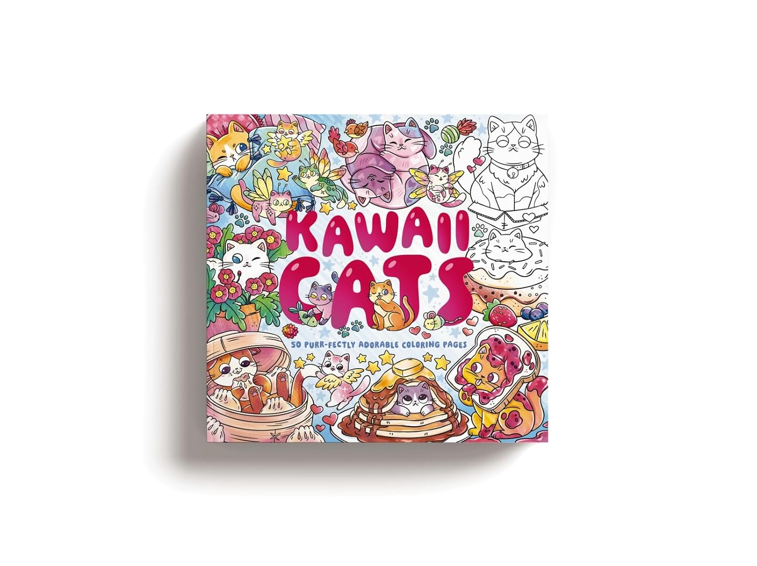 Kawaii Cats: 50 Purr-fectly Adorable Coloring Pages (Paperback)