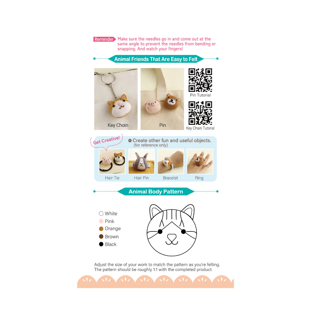 DIY Animal Felting Key Charm - Mandarin Kitty