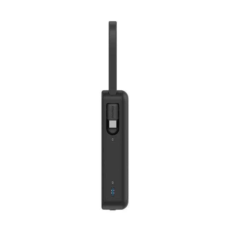 Momax IP138D 10000mAh Battery Pack with Dual Built-in USB-C Cable (Black)