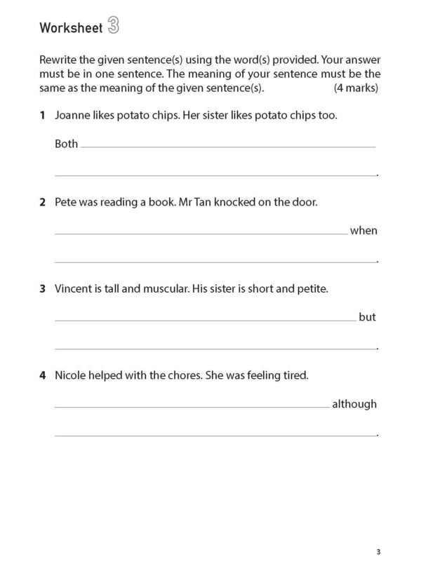 100 English Worksheets Primary 3 – Synthesis & Transformation