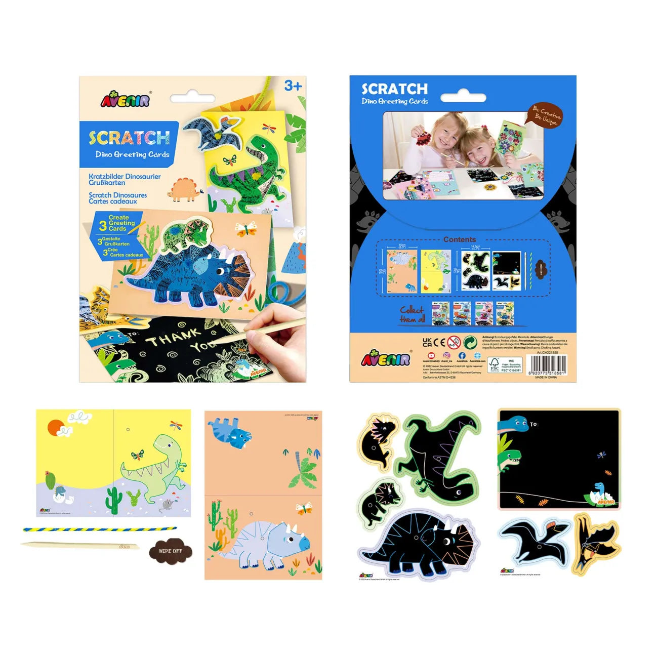 AVENIR SCRATCH - DINO GREETING CARDS