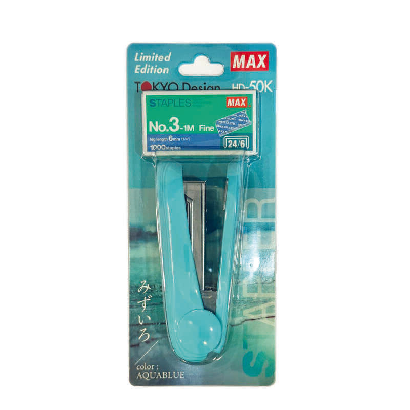 Max Hd-50k Stapler W/no.3-1m Aqua Blue