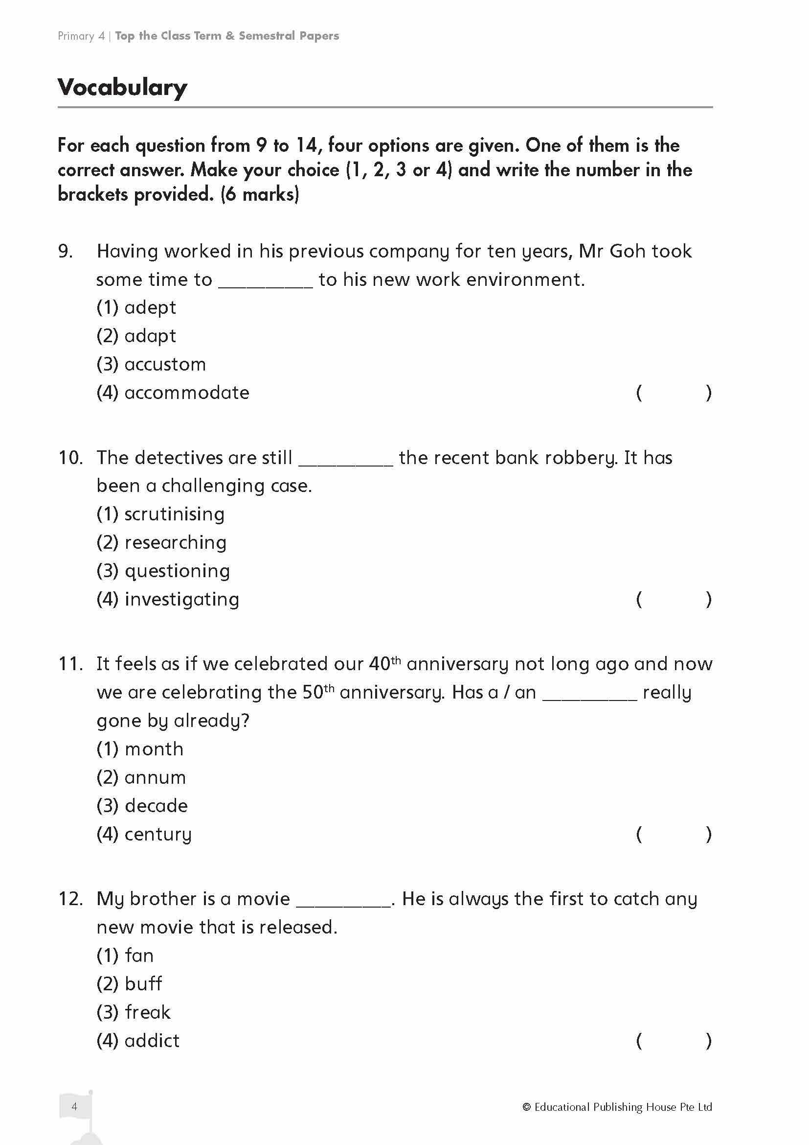 Primary 4 English Top The Class Term/Semestral Papers QR