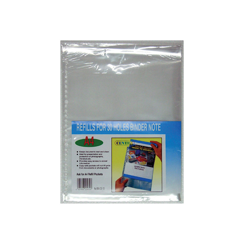 Centre Refillable Ring Binder Refill A4 10s