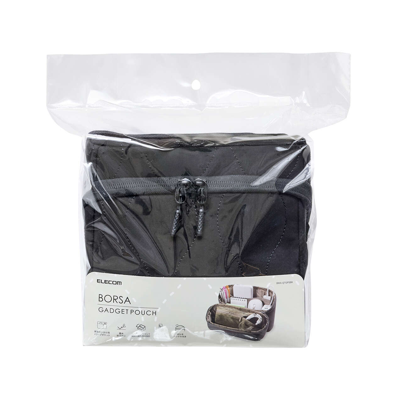 Elecom BMA-QTGPSBK Quilted Gadget Pouch, Stand Type
