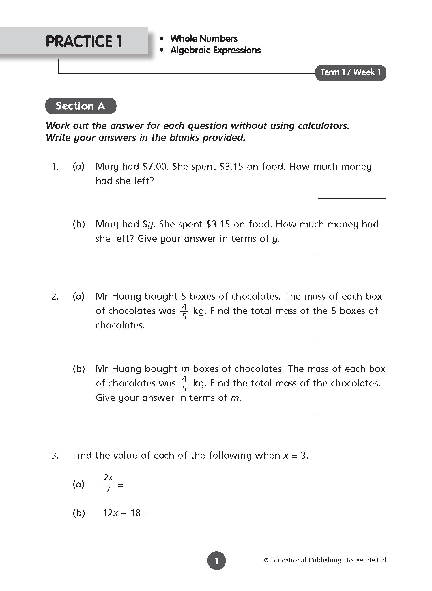Primary 6 Maths Weekly Revision 