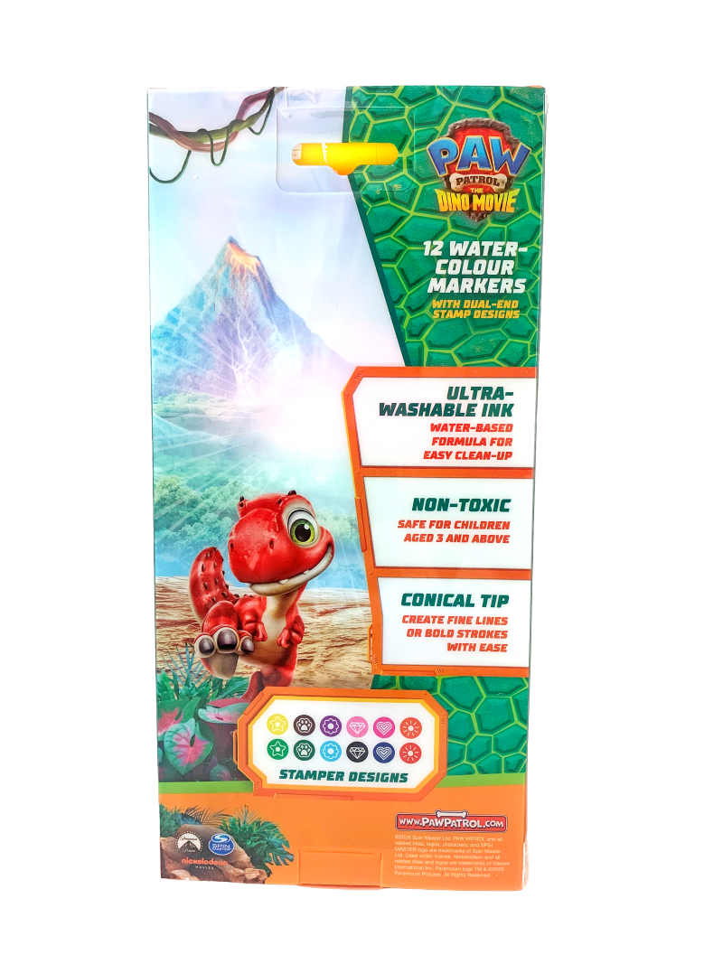 PAW PATROL WATERCOLOUR MARKER WITH STAMP 12COL