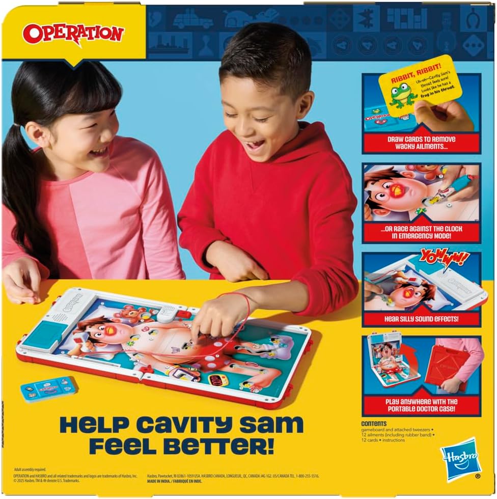 HASBRO OPERATION ELECTRONIC BOARD GAME WITH ALL IN ONE CARRYING CASE