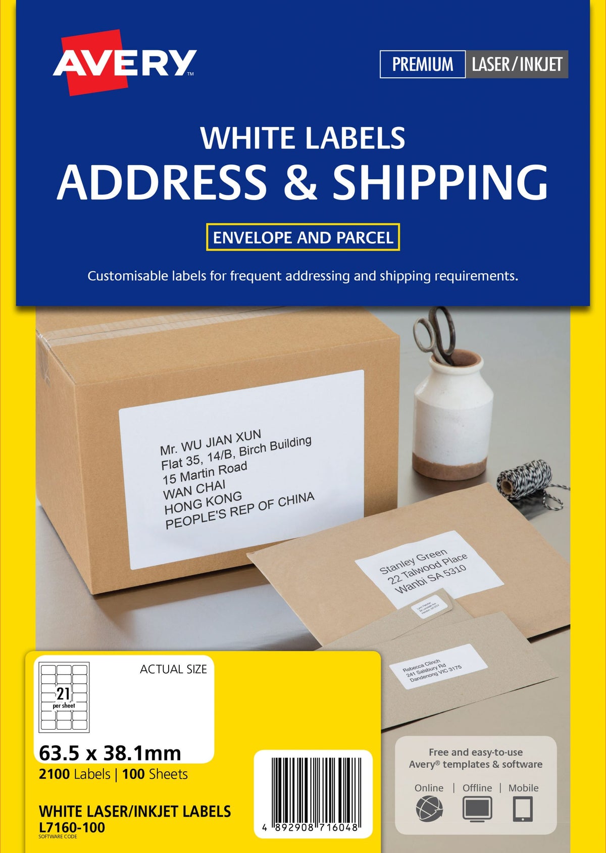 Avery Laser Addressing Label L7160-10