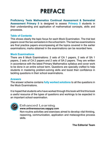 Proficiency Tests Mathematics Continual Assessment & Semestral Assessment 5