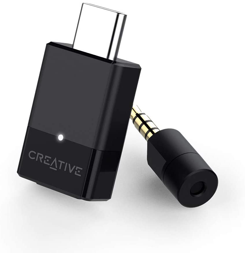 Creative BT-W3 Bluetooth 5.0 USB-C Audio Transmitter, AptX LL and AptX HD, 3.5 Mm Analog Mic for Voice Chat Support, Codec Indicator and Selection,.