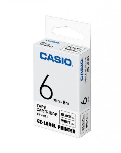Casio EZ-Labelling Tape XR-6WE1 Black on White