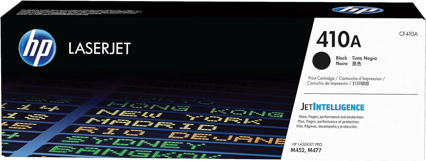 HP 410A Black Toner Cartridge | Works with HP Color LaserJet Pro M452 Series, HP Color LaserJet Pro MFP M377, M477 Series | CF410A