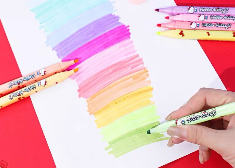  Hello Kitty Erasable Highlighter Pen 6 Colours Set - 2 Assorted Designs 