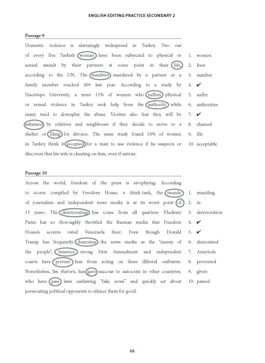 English Editing Practice Secondary 2 Express/Normal (Academic)